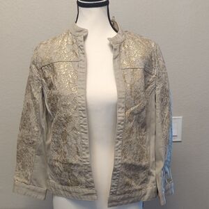 Chico's Gold and Cream Lace Women's Blazer